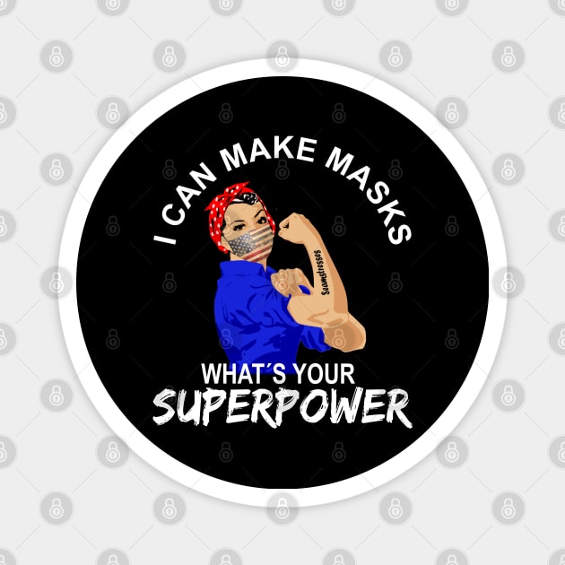 Quilter I Can Make Masks, Whats Your Superpower, Perfect Face Mask USA Flag Vintage for seamstresses in quarantine time Magnet by Printofi.com